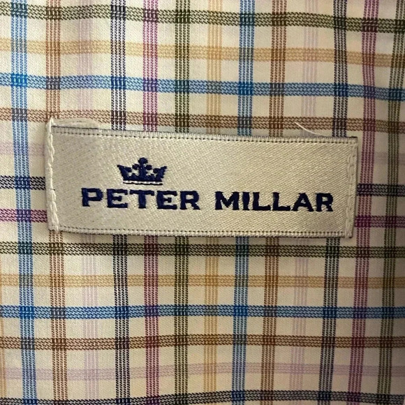 Peter Millar men button up shirt casual long sleeve plaid Medium - Picture 6 of 7